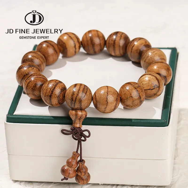 Bangle JD Natural Wooden Agalloch Lucky Wealth Beaded Bracelet Women Men Buddha Bead Mala Prayer Gourd Pendant Hand String Jewelry Gift 230928