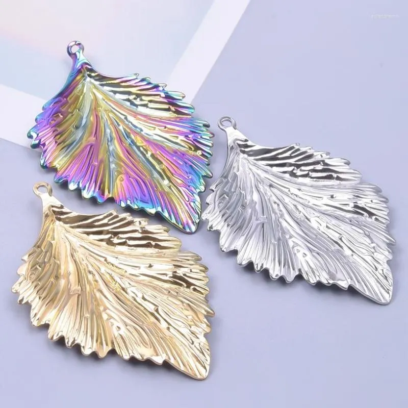 Pendant Necklaces Large Leaf Stainless Steel VIntage DIY Gothic Charm Giant Leaves Earring Necklace Jewelry Making Trendy Craft Supplies