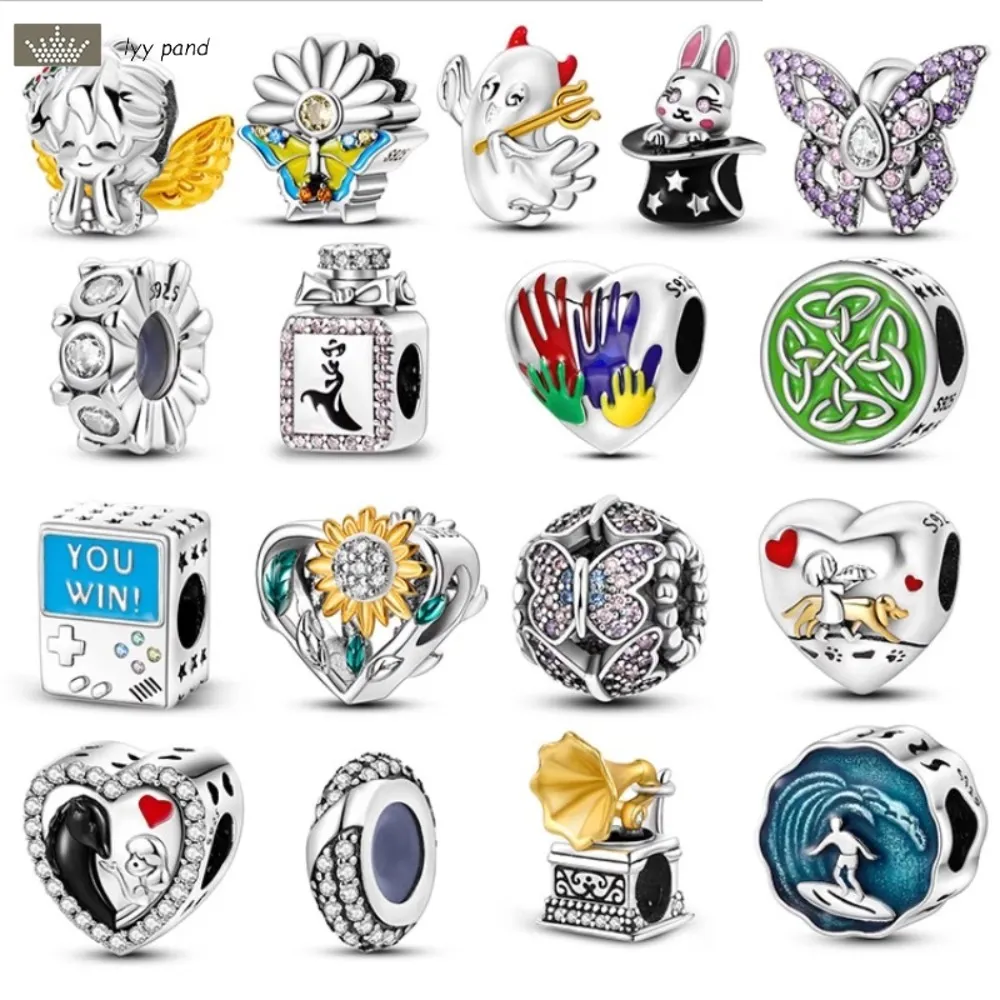 925 sterling silver charms for jewelry making for women beads Halloween Style Cute Hat Rabbit Beads