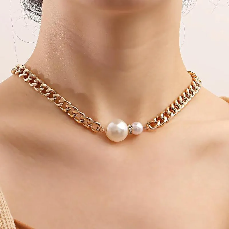 Collier ras du cou orné de perles baroques, pendentif rétro de rue, chaîne épaisse, 2023