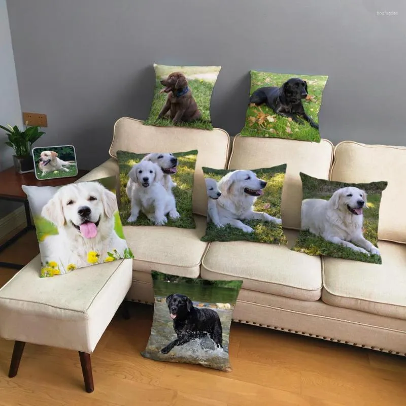 Pillow Smart Labrador Retriever Dog Cover Soft Short Plush 45 45cm Case Home Decor Animal Pillows For Sofa Car