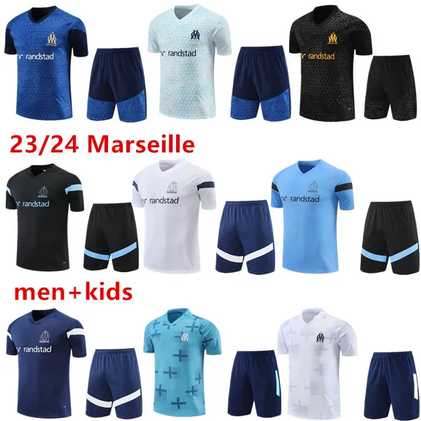 2023-2024 Yeni Marseilles trascksuits futbol formaları erkekler eğitim takım elbise üst 23/24 Alexis Olympique de Marseilles Survetement Maillot Ayak Kısa Kollu Spor Giyim