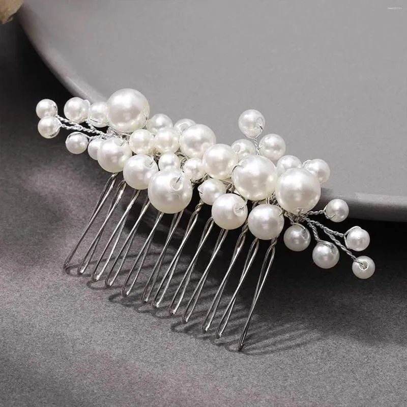 Pinzas para el cabello para mujer, peineta de boda brillante, accesorios de aleación de lujo con perlas, adornos decorativos para dama de honor