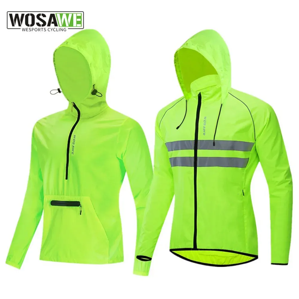 Cykeljackor Wosawe Windproect Men Cykling Jacket Sportkläder Reflekterande cykel Downhill Coat Rain Repellent Cykel Long Jersey Windbreaker 230928