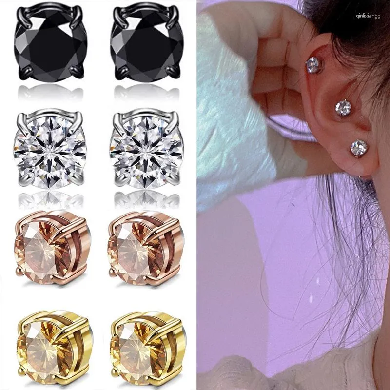 Boucles d'oreilles à dos en Zircon, 1 pièce, fausse boucle d'oreille Punk en cristal, clou d'oreille magnétique puissant, accessoires de bijoux, 1 pièce