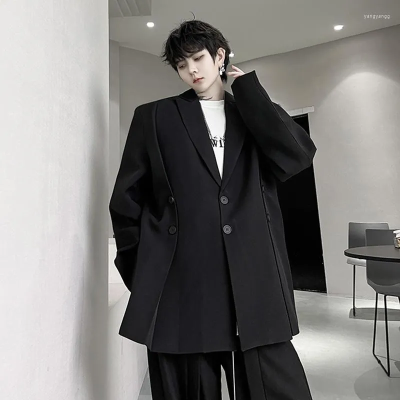 Ternos masculinos syuhgfa elgance blazers masculinos tendência nicho design terno jaqueta ombreiras negócios casual cor sólida outerwear estilo coreano