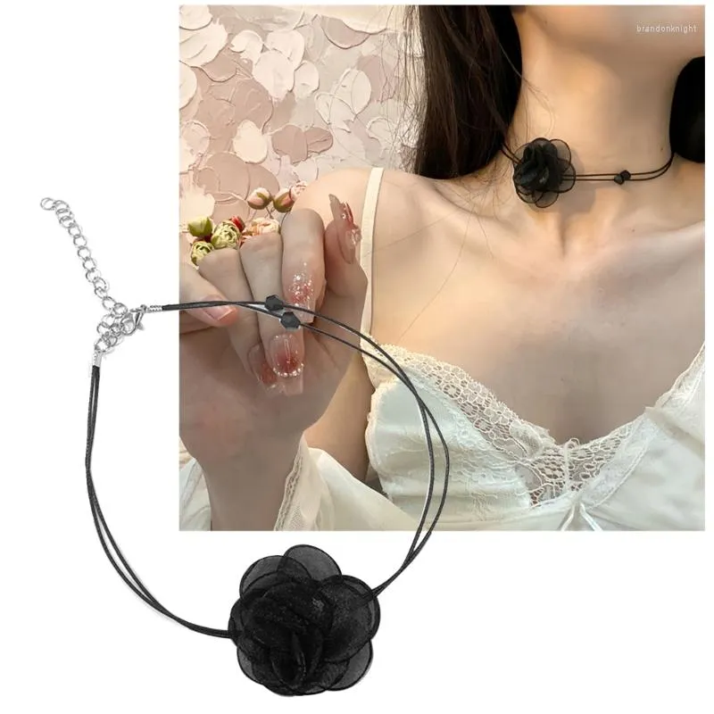 Choker fairy-skiktad mesh garn blommor doft- retro halsband krage sexig nackkedja prinsessbälte kvinnor smycken