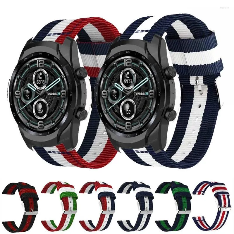 Bracelets de montre pour Ticwatch Pro 3 Ultra GPS, Bracelet de Sport en Nylon X/2023/Pro LTE/GTX/E2/S2/E3 E/GTX