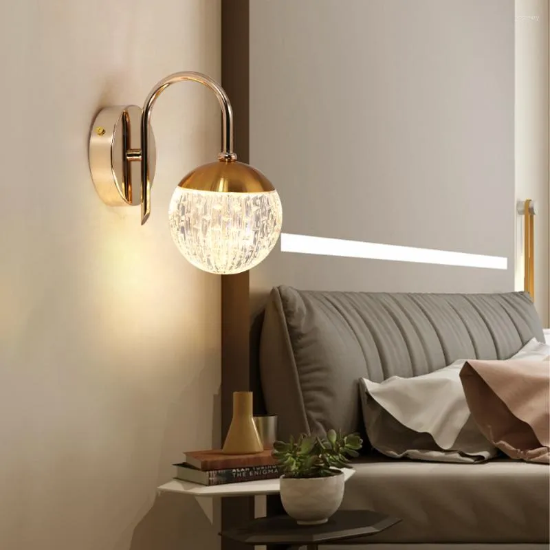 ウォールランプライトゴールドコーニュース - 薄暗いモダンな照明LEDアクリルランプシェードハードワイヤード照明器具