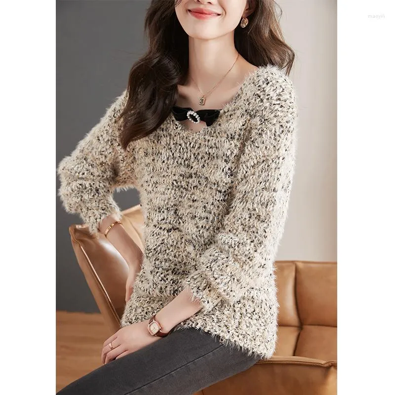 Women's Sweaters 2023 Autumn Long Sleeve Fashion Dinified Sweater Pullover Drop-Shoulder Short Knitted Fabric