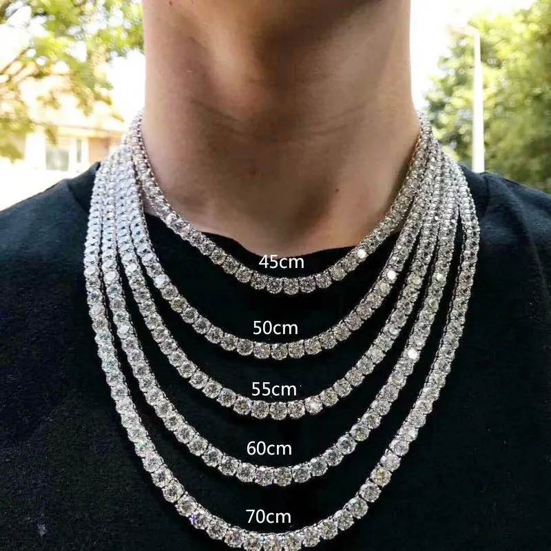 Chaîne de tennis de créateur Collier de tennis en acier plaqué or titane 3-5mm de largeur incrusté de diamant 5A CZ collier de maillon de chaîne glacé pour femmes hommes bijoux hip hop