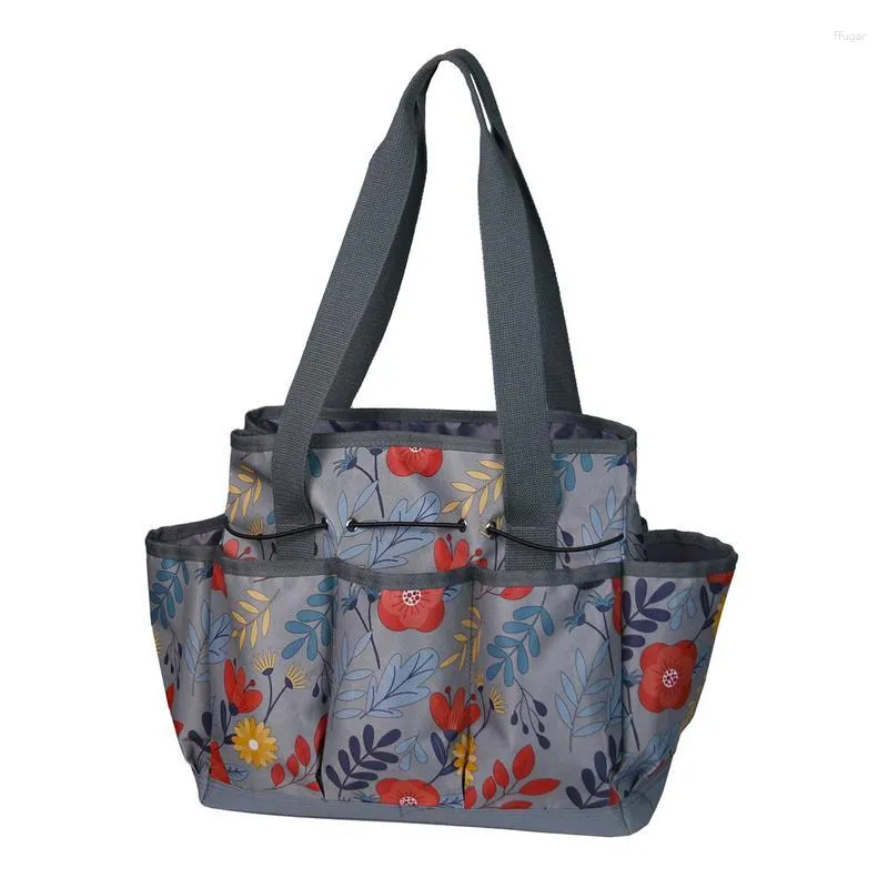 Bolsas de almacenamiento Bolsa de herramientas de jardín de tela Oxford Soporte de kit de jardinería resistente con patrones de flores reutilizables