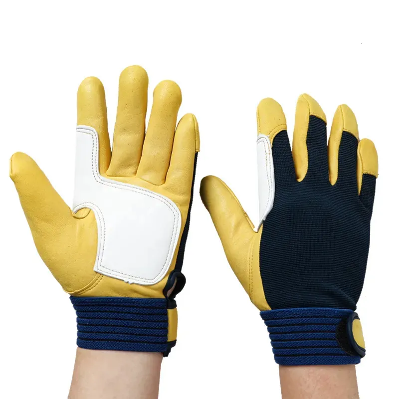 Five Fingers Gloves QIANGLEAF SheepskinCloth Stitching Machinery Industry Safety Maintenance Cycling Camping Rock Climbing Muslim Work Glove 3005MY 230928