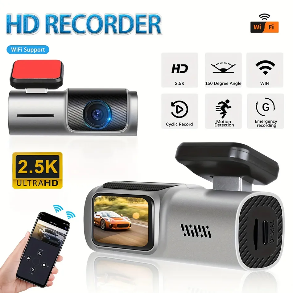 Biuone Dash Cam 2.5K Anteriore E Posteriore WiFi Con Scheda 64GB - Visione Notturna