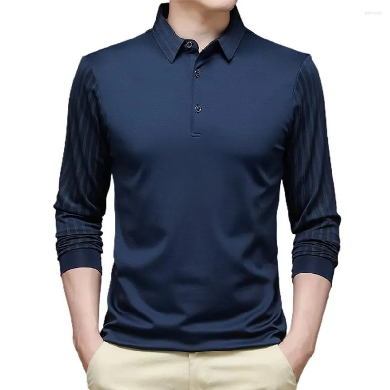 Camicie eleganti da uomo Moda uomo Manica lunga Solido Polo casual Primavera Autunno Allentato Streetwear Abbigliamento maschile Risvolto Top da ufficio aziendale