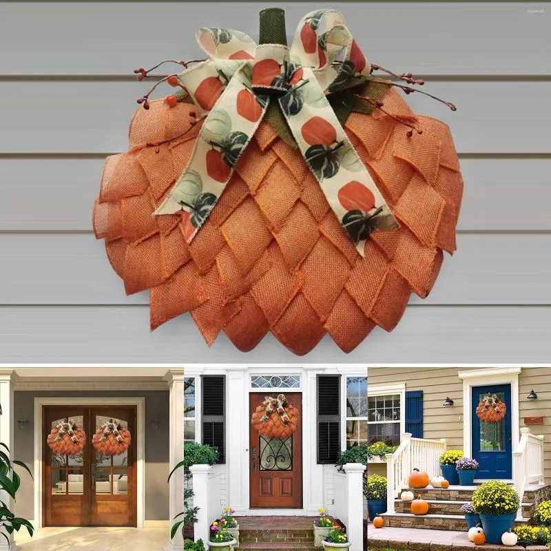 Decorative Flowers Halloween Pumpkin Wreath Thanksgiving Fabric Decoration Creativity Farm Wall Drop