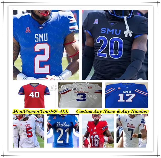 Maillot de football SMU Mustangs Collge Preston Stone Jaylan Knighton LJ Johnson Jr Camar Wheaton Hudson Jake Bailey Roderick Daniels RJ Maryland Kori Roberson Wilson