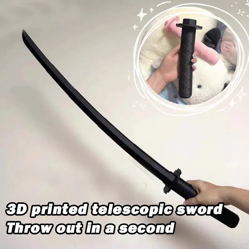 Decoratieve objecten Beeldjes Kinderspeelgoed 3D-zwaartekrachtmes Katana Rekbaar Cos Decompressie Creatief Intrekbaar speelgoed Push-kaart 230928