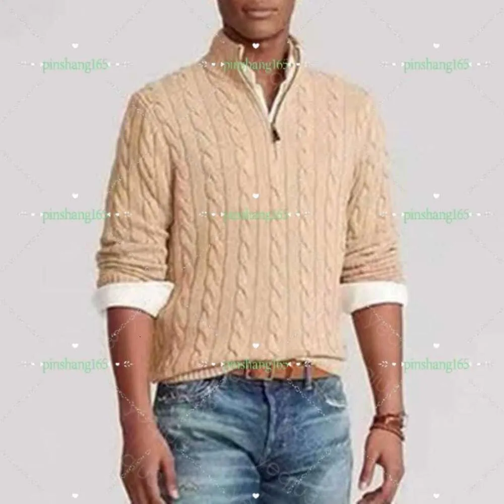 Maglione da uomo in pile invernale spesso mezza cerniera collo alto pullover caldo qualità sottile maglia di lana designer maglia casual maglioni zip cotone felpa asiatica taglia21