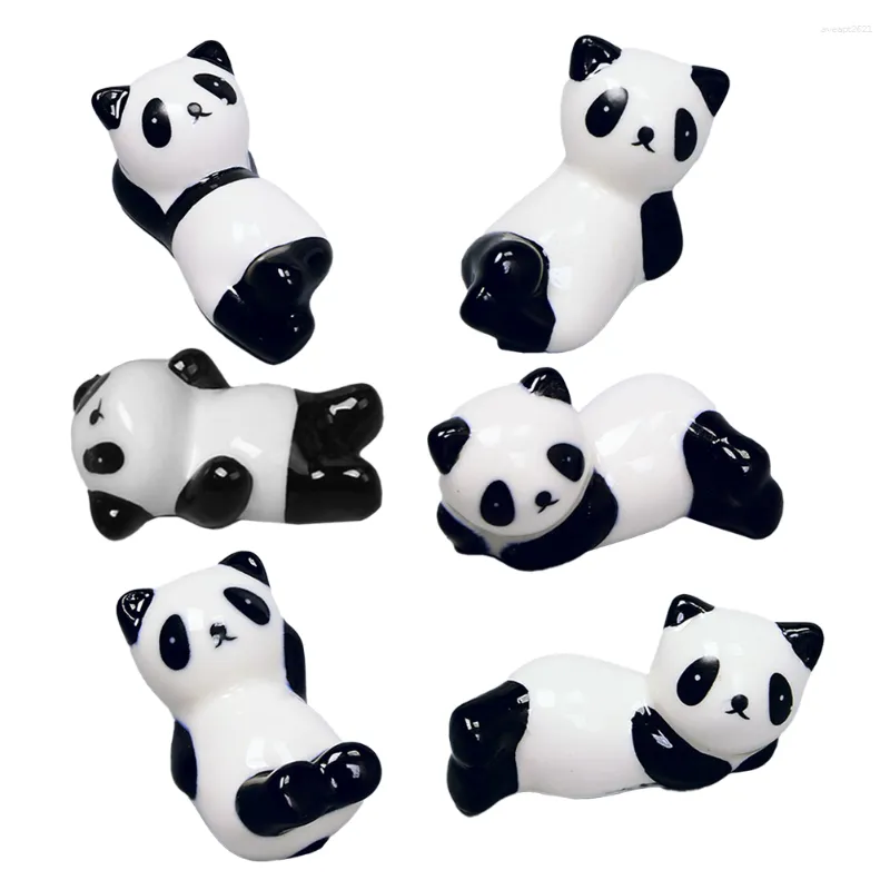 Set di stoviglie 6 pezzi Poggia bacchette Panda Supporto per bacchette in ceramica Supporto decorativo cinese Supporto decorativo giapponese Supporto adorabile