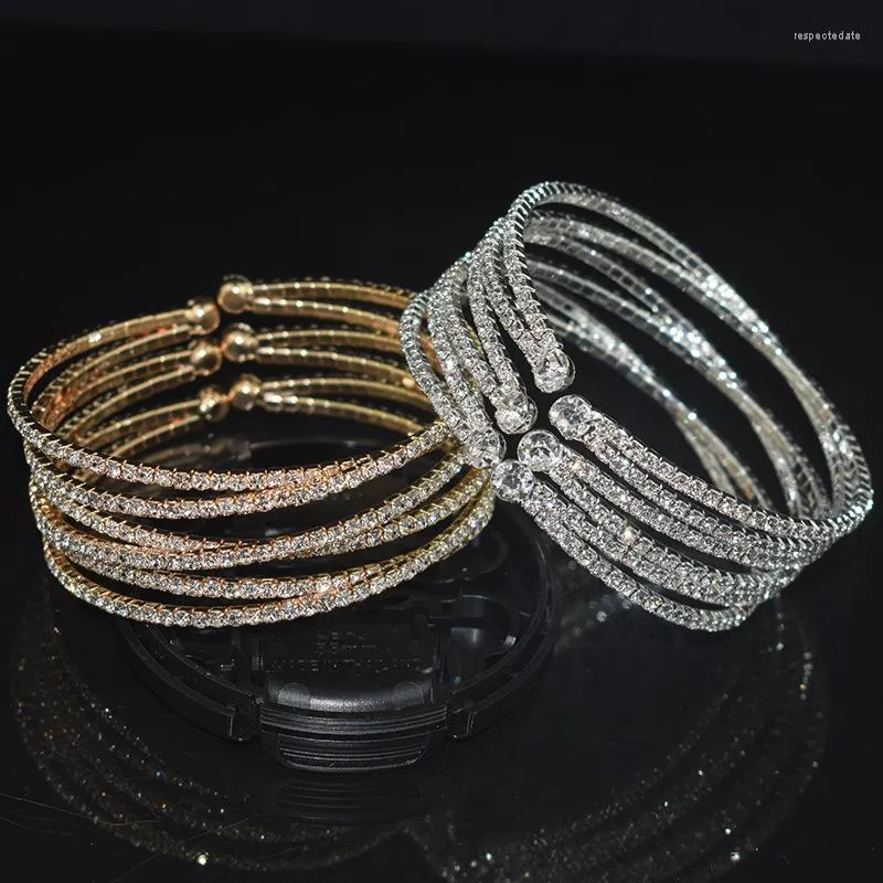 Braccialetto versatile braccialetto semplice a mano aperta con strass di cristallo per le donne braccialetti di moda coreani regalo di gioielli per feste di compleanno