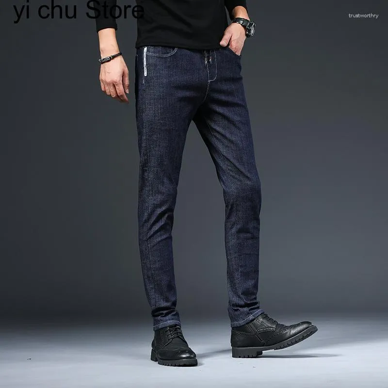 Herenjeans Zwart Skinny Heren Slim Fit Denim met elastische taille voor Korea-stijl potloodbroek Lente Zomer