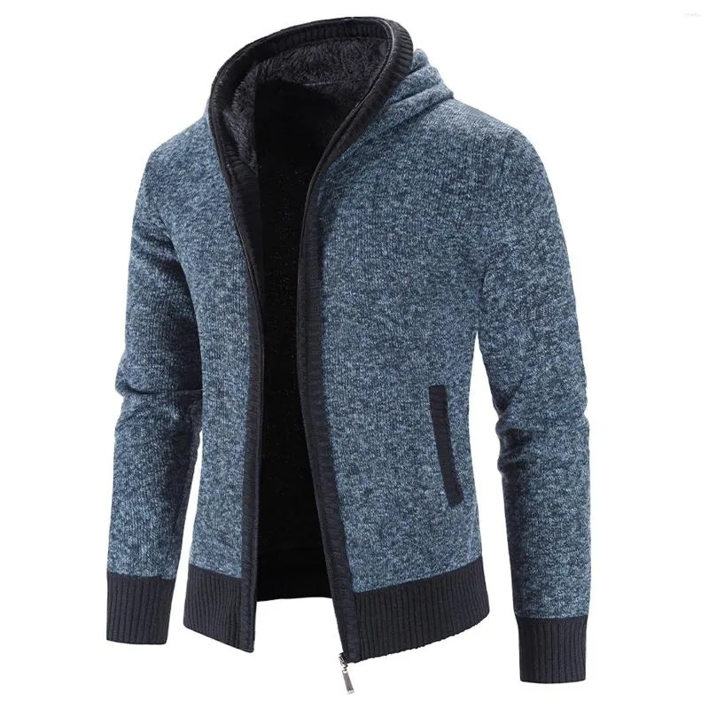 Men's Hoodies Pullover Sweatshirts Winter Color Matching Fashion Sweater Long Sleeve Velvet Thick Hooded Fuzzy House