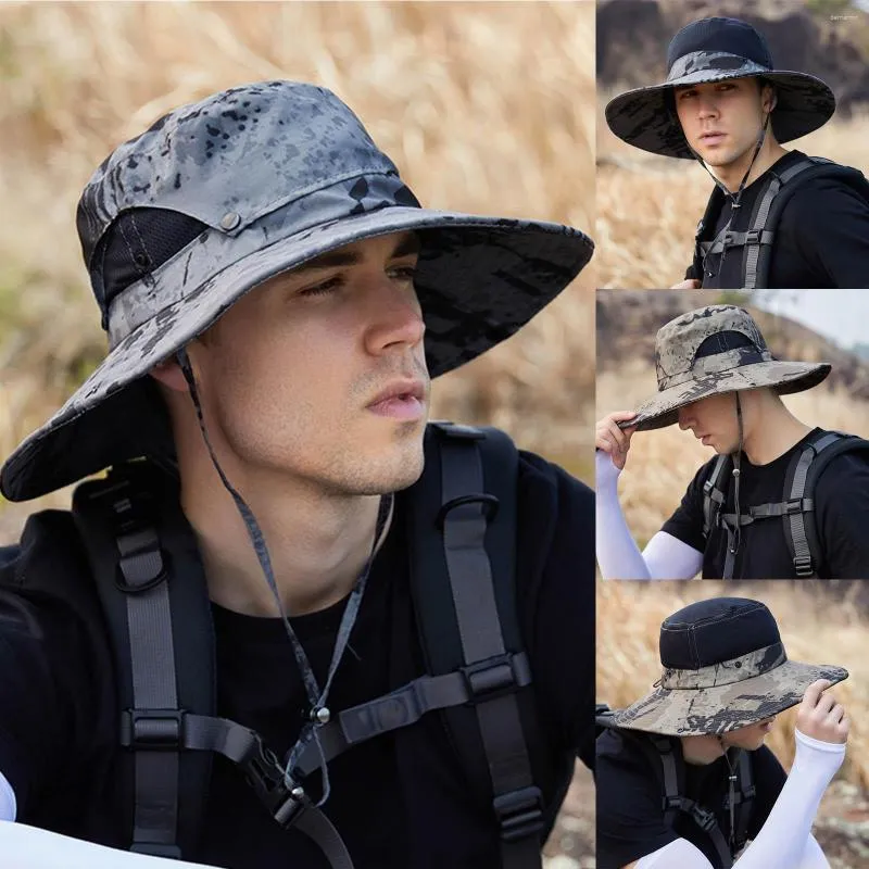 Mens Camouflage Wide Brim Hunting Bucket Hat For Mountaineering
