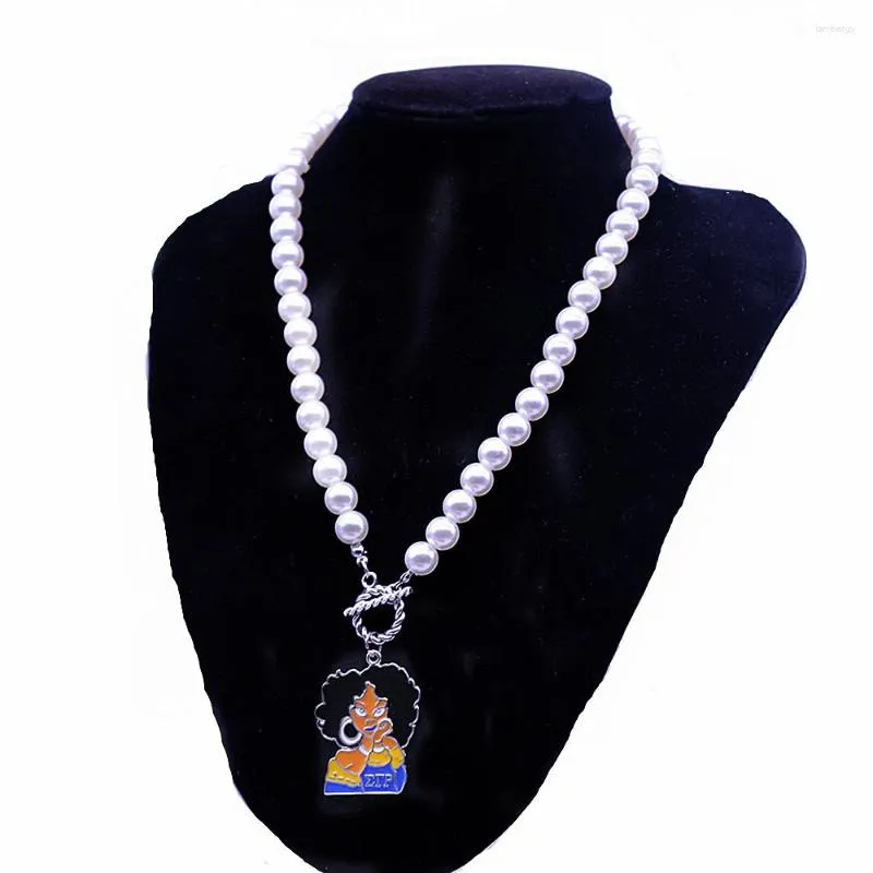 Choker Imitation Pearl Chain Black Rock African Lady Sorority Group Sigma Gamma Rho OT Halsband