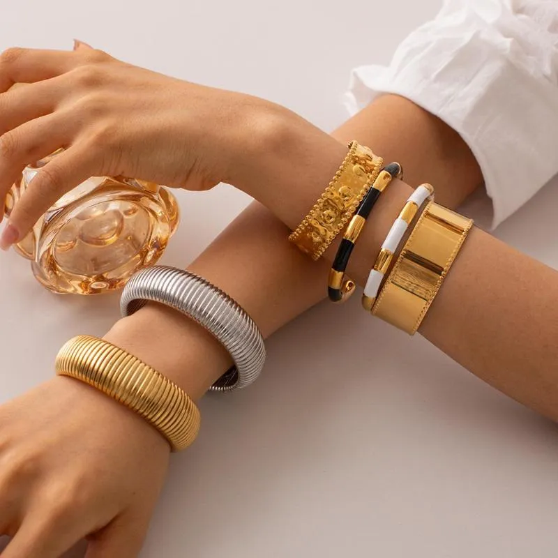 Chic Gold Plated Enameled Bangle Chic Gold Plated Enameled Bangle