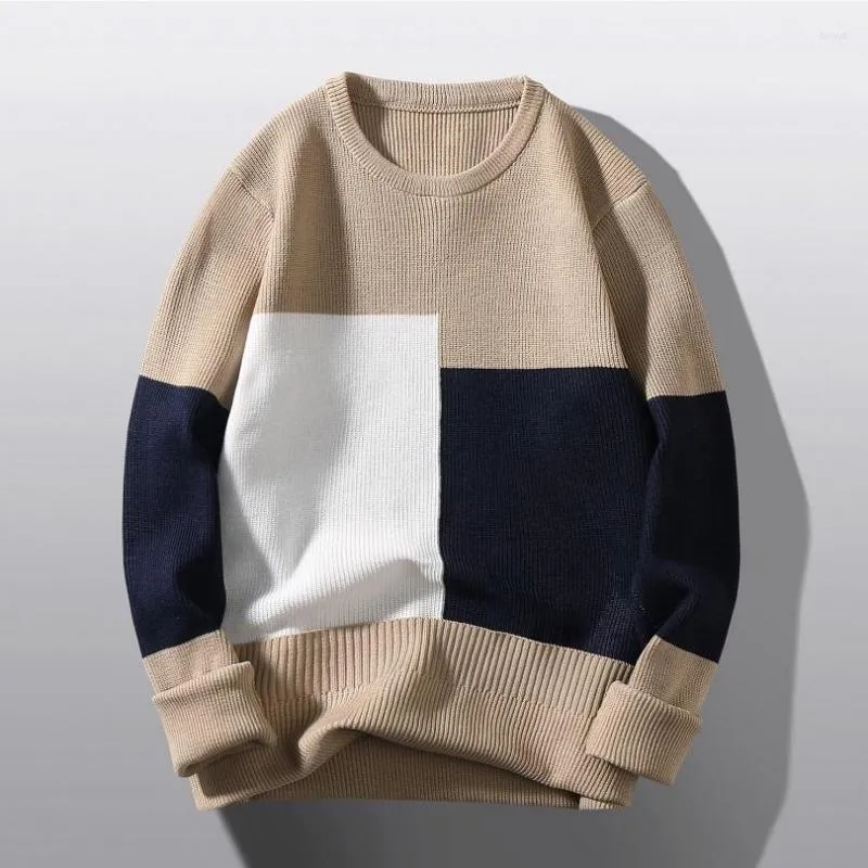 Men's Sweaters 2023 Casual Sweater O-Neck Color Block Slim Fit Knittwear Autumn Winter Mens Pullovers Men Pull Homme M-3XL