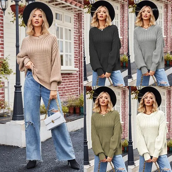 Kobiety swetry 2023 Kobiety żółte duże ciepły ciepły rękaw SWEATER LADY O NECK SIDY KNIT KIT JUCNE Zime Kobiety Skoczki