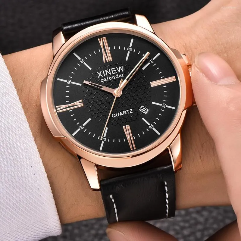 Bilek saatleri xi izle erkekler lüks büyük kadran moda takvimi kuvars relogio maskulino reloj hombre montres homme