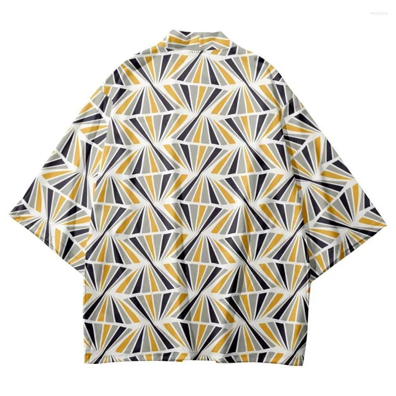 Ubranie etniczne Summer Losse Losse Yukata Harajuku Cardigan Kolor Trójkąt Trójkąt wydrukowany japońskie szorty Kimono Beach Streetwear