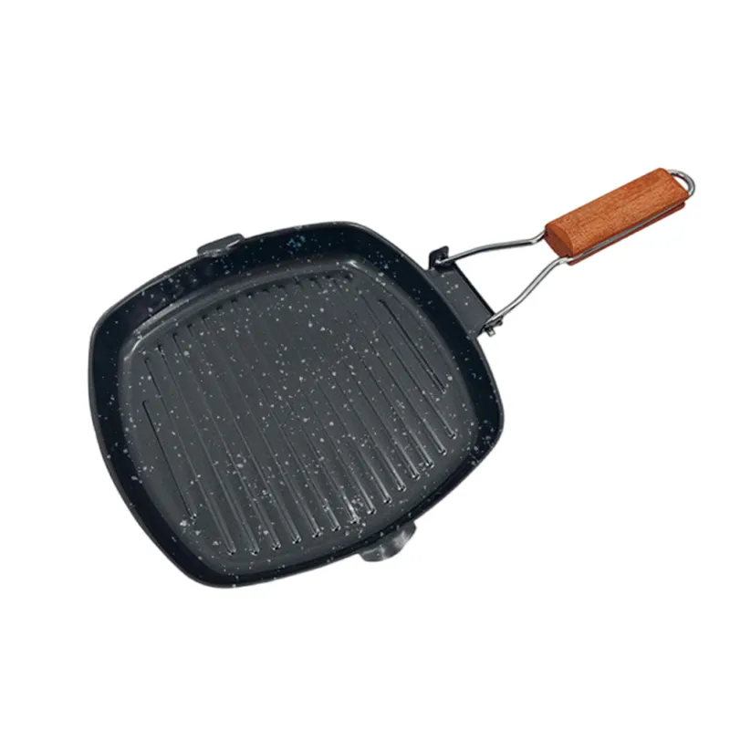 9 Inch Non Stick Coating Grill Pan Folding Handles Nonstick Skillet Frying Pan Steak Egg Camping Picnic Home Cookware HW0095