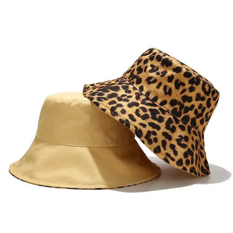 Stingy Brim Hats Fashion Leopard Print Bucket Hat Women Panama Reversible Big Visor Sun Summer Korean Beach Fishing Cape Chapeau Bob Femme 230916