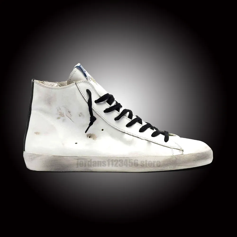 Italien varumärken Designer Old Drity Shoes High Top Fashion Star Sneakers Platform Sole All White Women Men Goldenes Casual Shoe M1015