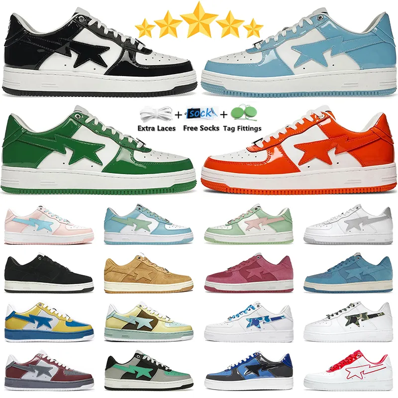 Designer Star Casual Shoes for Men Women Sneakers Patent Leather Black White Blue Bury Grey Skateboarding Platform Jogging Walking Trainers Sports Shoe