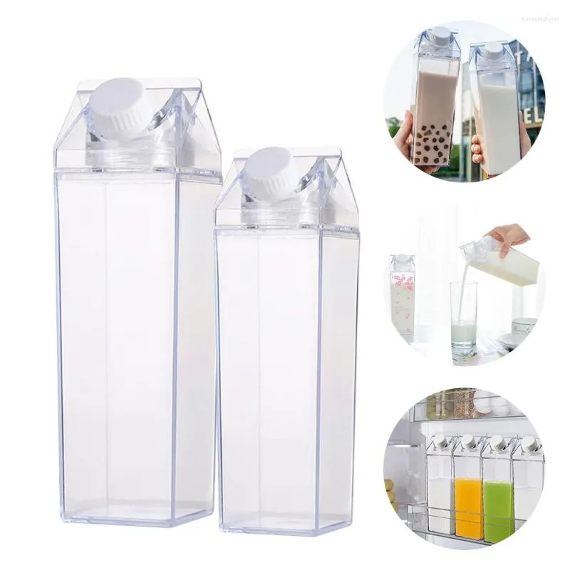 Bicchieri da 500 ml/1000 ml in plastica per cartone per il latte, bottiglia d'acqua, quadrata, riutilizzabile, portatile, a tenuta stagna, per palestra di campeggio all'aperto