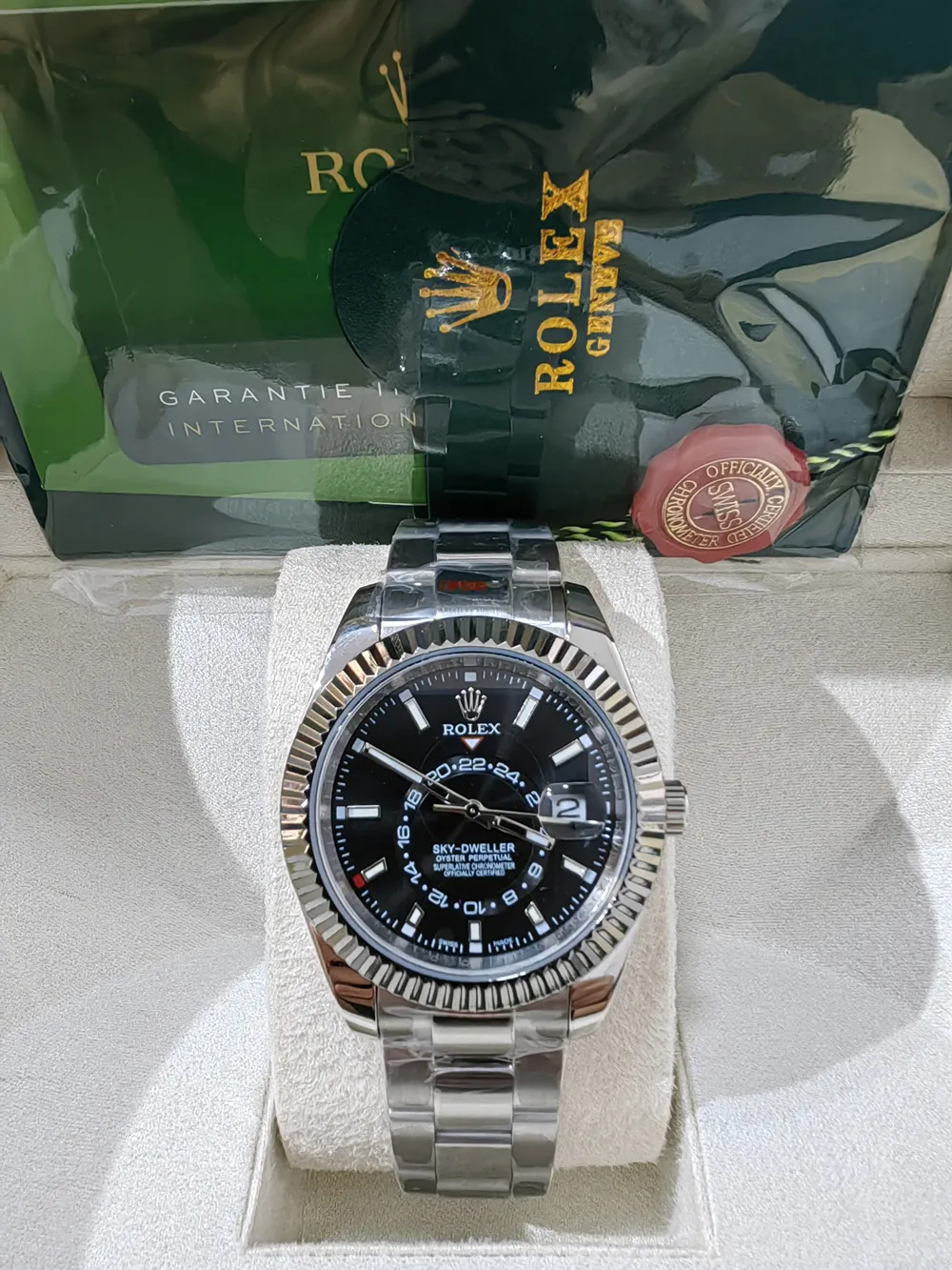 Watch Uhr Silber Schwarzes Zifferblatt Herren Skybewohner