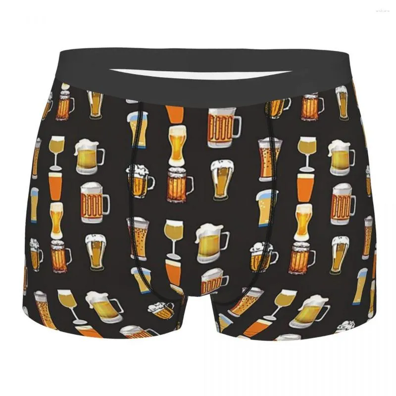 Breathable Retro Beer Pattern Boxer Graphic Shorts Men For Men