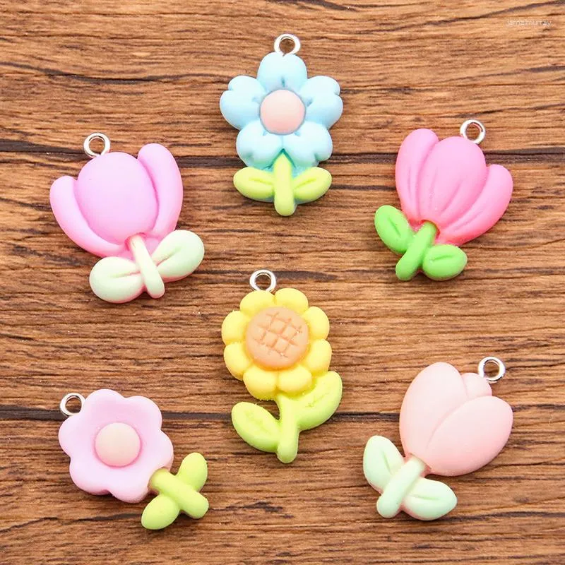 10 adet Charms Mix 6 Style Reçine Bitki Ayçiçeği Lotus Soyuklu DIY dekorasyon Neckalce Küpe Anahtar Zinciri Takı Yapımı