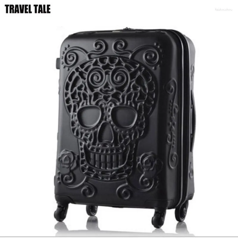 Valigie TRAVEL TALE 20"24" 28 pollici Spinner Wheel Skull Valigia ABS Trolley rigido Bagagli