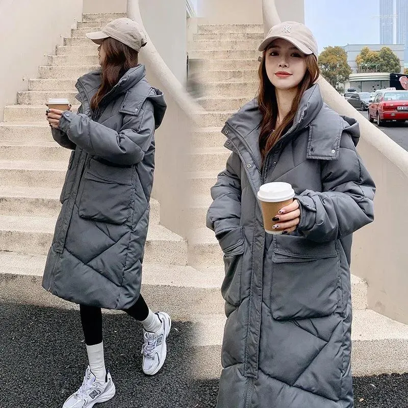 Women's Trench Coats 2023 Women Winter Jacket Hooded Cotton Padded Warm Thicken Overcoat Oversized Parkas Outwear Snow Wear Puffer