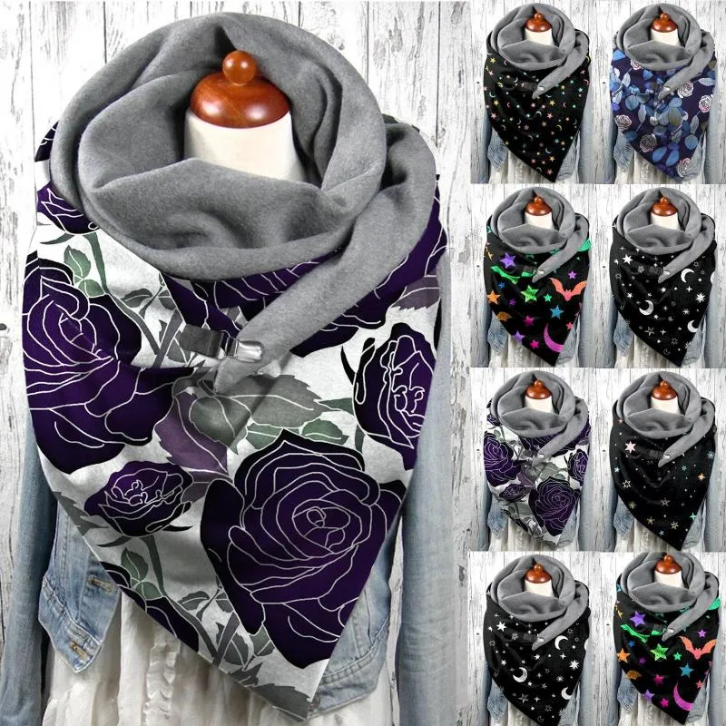 女性のためのスカーフイースタースカーフユニバーサル秋の冬暖かい印刷エレガント二重層バックルソフトタッセルショールロングストール