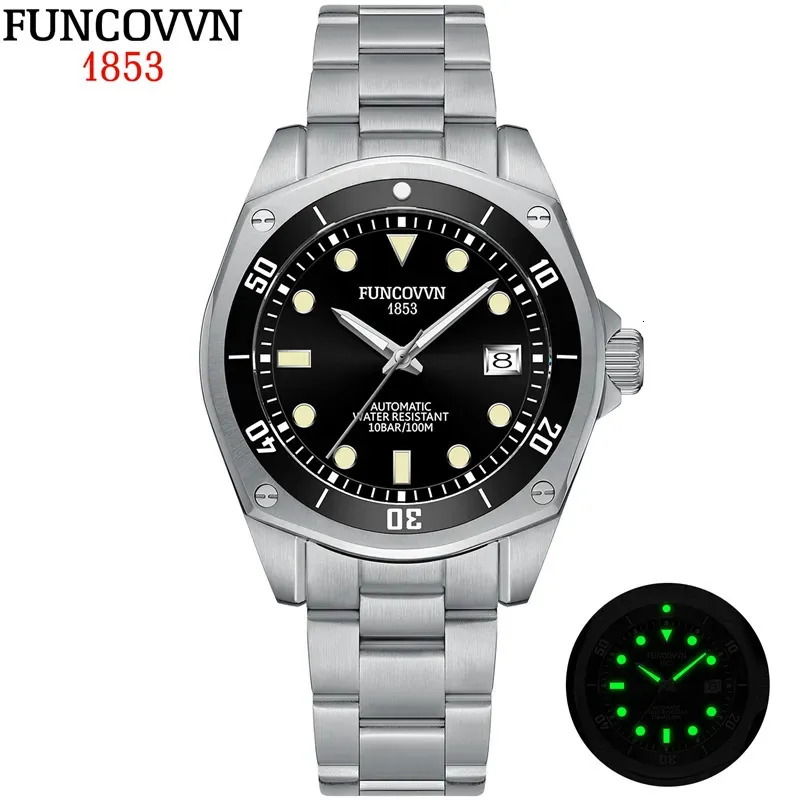 Other Watches Funcovvn Diver Mens Watches NH35 Automatic Mechanical Watch Sapphire Glass Vintage Luxury Date Window 100m Waterproof Luminous 230928