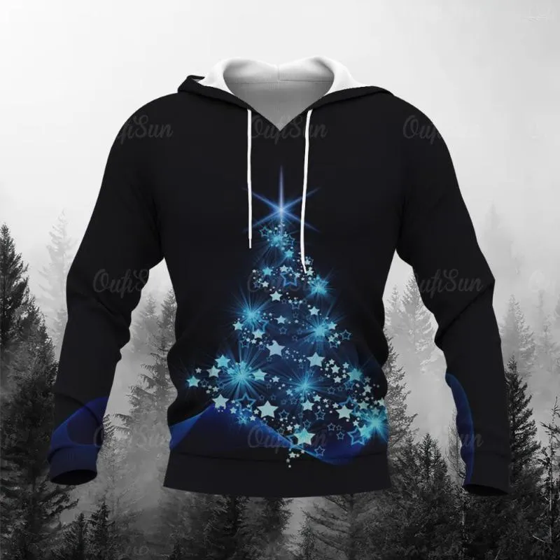 Men's Hoodies Merry Christmas Hoodie 3d Tree Print Sweatshirt For Oversize Casual Fashion Tops Autumn Winter Pullover