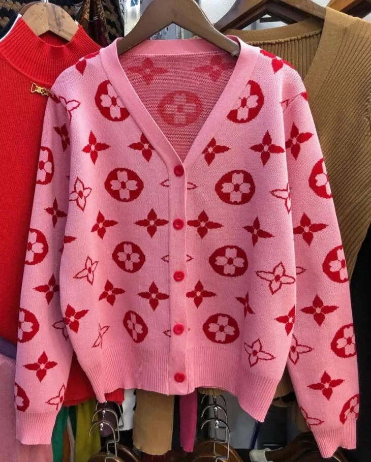 maglioni rosa di lusso da donna maglione firmato a maniche lunghe giacca cardigan lavorata a maglia