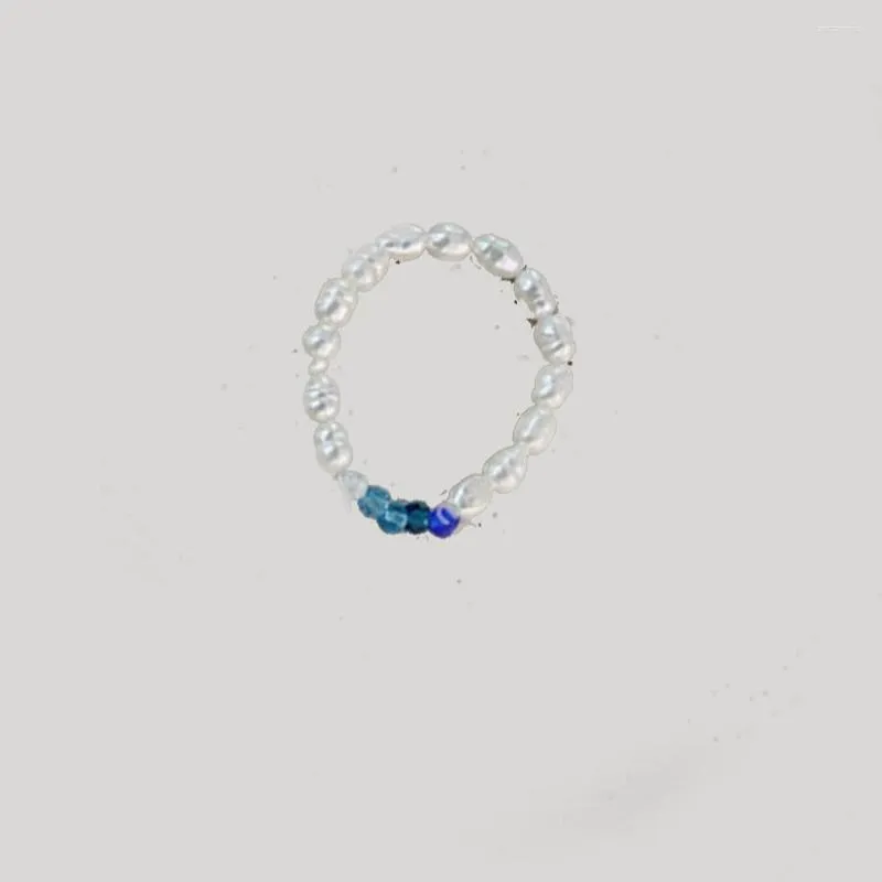 Anneaux de mariage Simple multicolore simulé perle perle pour les femmes élastique croix bijoux bague de fête cadeau Anillos Mujer