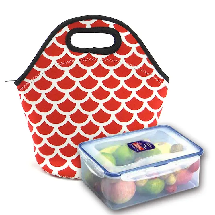Sublimation Blanks Reusable Neoprene Tote Bag handbag Insulated Soft Lunch Bags With Zipper Design For Work & School